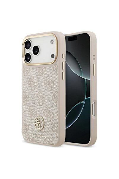 Guess Husă originală iPhone 17 Pro Max Hardcase 4G cu logo Strass MagSafe, roz
