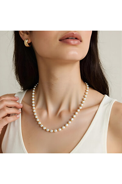 NISSIO Set Brățară și Colier Auriu cu Perle de Apă Dulce