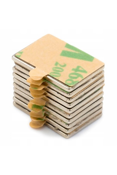 zola Set of 10 self-adhesive rectangular magnets, neodymium, 15 x 10 x 1 mm, silver