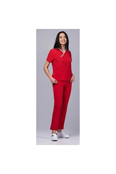 OEM Women's Medical Suit PREMIUM ONYX Premium, Red with White Trim