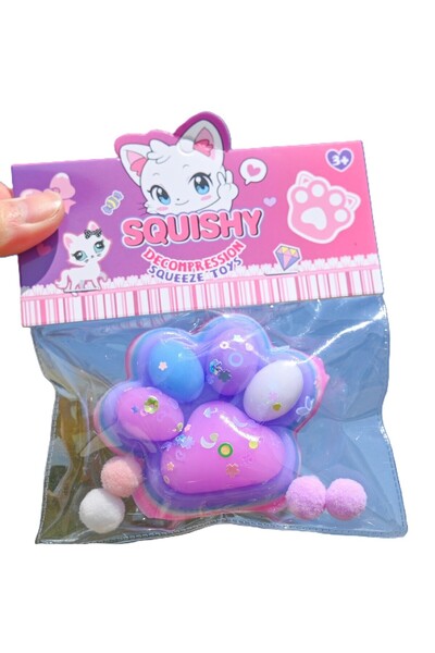 The Hub Jucarie Antistres Squishy, Labuta de Pisica Squeeze Toys, cu Revenire Lenta, 7.5 cm, Model 270516