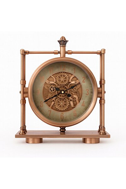 PELLE DESİGN Çarklı Masa Saati Metal Kasa
