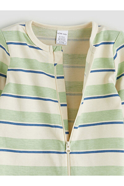 LC Waikiki Lcw Babybej Zipper Closure Striped Baby Boy Romper
