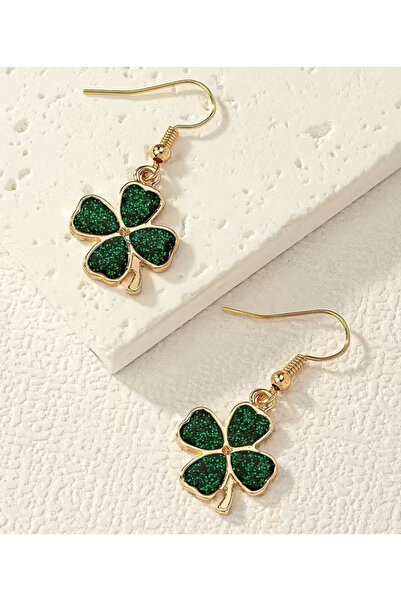 Zarafina Zarif Dört yapraklı Yonca Tasarım Bling Bling Dangle Küpe