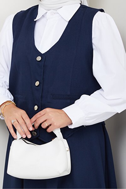Bestenur Double Gabardine Vest Skirt Set 1400 - Navy Blue