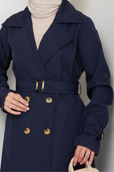 Bestenur Tam Boy Su Geçirmez Trenç 1596 - Lacivert