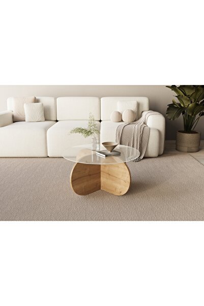 MONEayna Wibes Natural Desen Cam Orta Sehpa