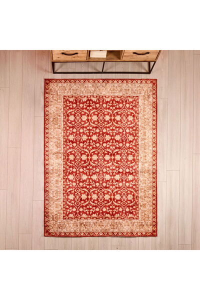 Evidea Soft Sultan Afgan Desenli Halı - Kırmızı - 160x230 cm
