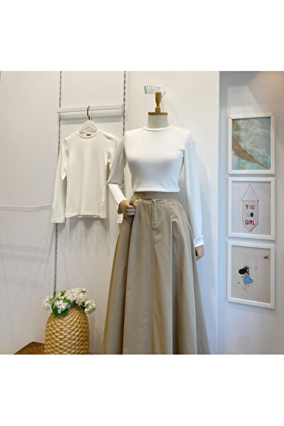 Faya Boutique Beyaz Basic Penye Bluz