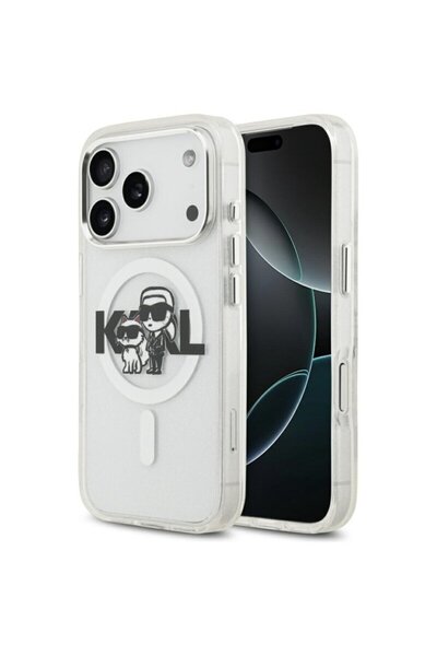 Karl Lagerfeld Husa iPhone 17 Pro IML Glitter Karl & Choupette Sketch Logo Ma...