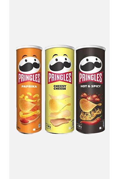 Pringles 165 جرام × 3 قطع (بابريكا-جبنة-حار وحريف)