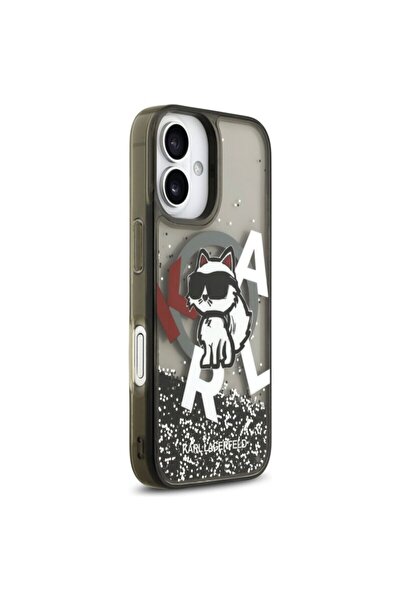 Karl Lagerfeld iPhone 17 Liquid Glitter Choupette Logo MagSafe Case, Black