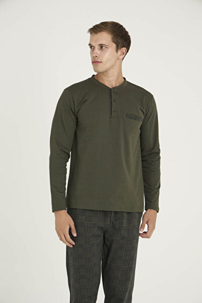 KLY 100% Cotton Men's Thick Plus Size Midi Collar Pajama Set Stylish Design