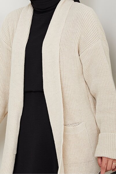 Bestenur Enfil Shawl Collar Knitwear Cardigan 1598 - Beige