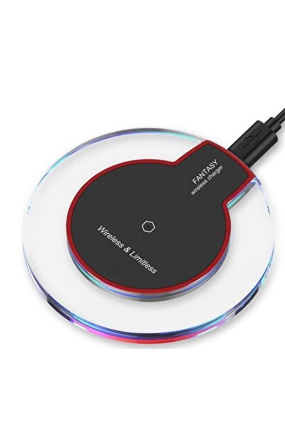 Edman Încărcător wireless Qi W10, suport de birou, alb-transparent, cablu micro USB inclus