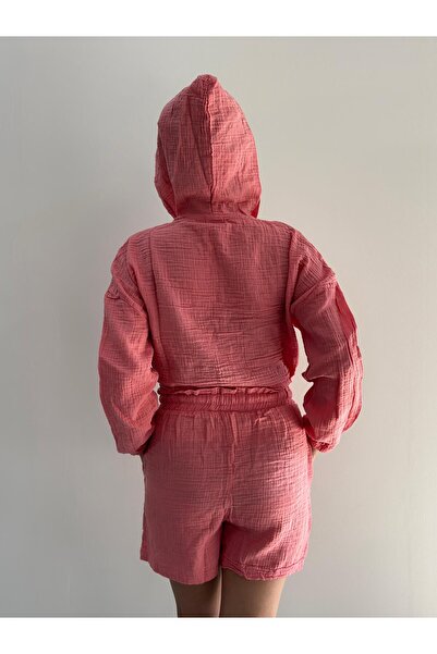 red sable Muslin Shorts Crop Set