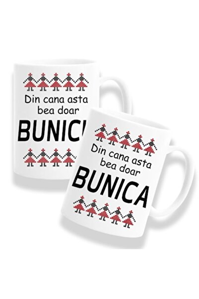OEM Set 2 Cani personalizate cu mesaj: 'Din cana asta bea doar Bunicu/Bunica'...