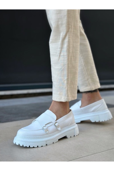 BOA BA0242 Tokalı Klasik Yüksek Taban Beyaz Erkek Ayakkabı