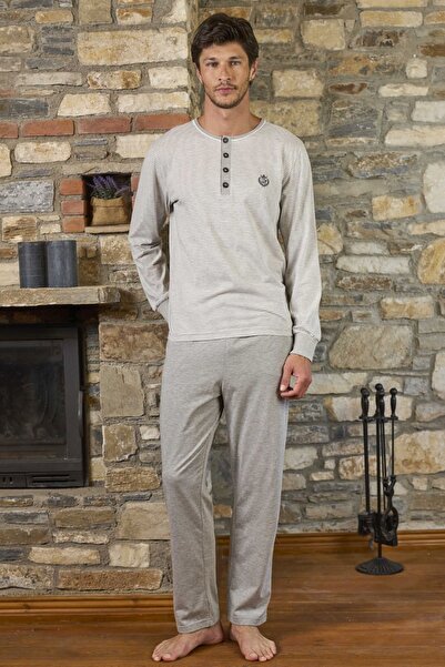Cossy By Aqua 26162 Ανδρικό σετ πιτζάμες με μακρυμάνικο κουμπωτό λαιμόκοψη-ριγέ