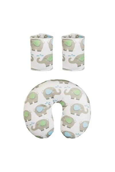 OEM Set Perna de Calatorie & Pernute Centura de Sigurnata cu Model Elefant pentru Bebelusi - 3 piese
