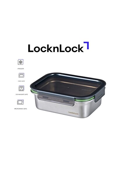 locknlock Stainless Steel Rectangular Container 1.2L – Four-Side Locking Lid, Oven & Freezer Safe