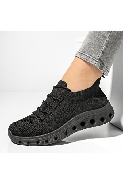 Modlet.ro Women's black textile sneakers with laces MOD13171