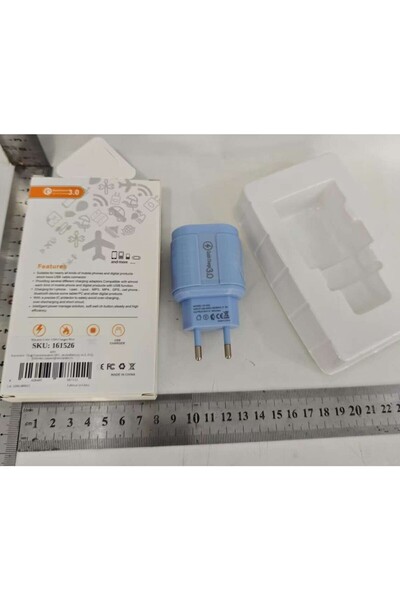 Flippy Fast Charger QC3.0, 3 USB Ports, 2.1A, 18W, ABS, Overheat Protection, Macarons Range, Blue