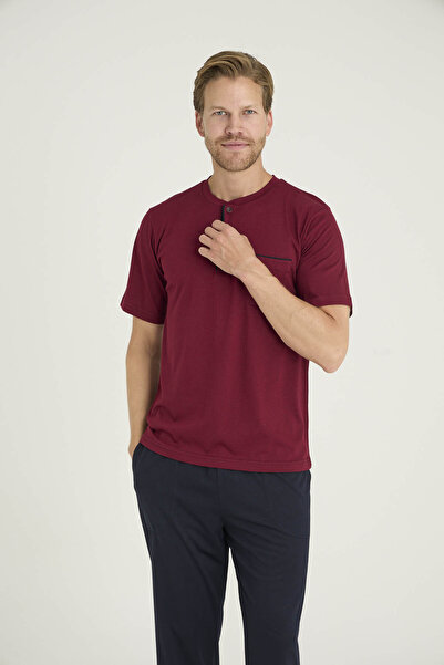 KLY Men's Super Large Size Midi Collar Pajama Set Stylish Design