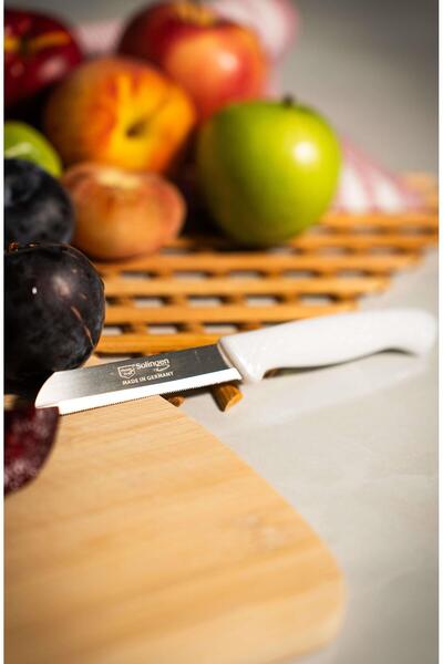 Solingen Simli Deliksiz Meyve Bıçağı – Beyaz Saplı, 18,5 cm, Paslanmaz Alman Çeliği (Tekli)