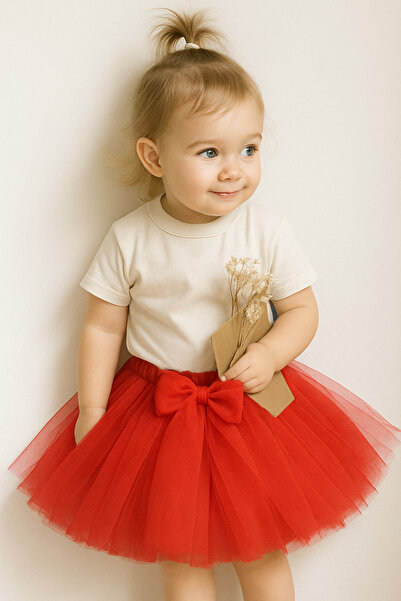 MadyaButik Kız Bebek Astarlı Önü Tokalı Beli Lastikli Tütü Etek