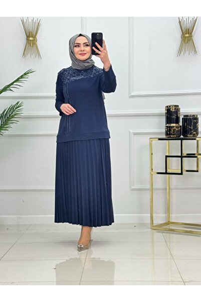 Genel Markalar Bluz ve Piliseli Etekli Suna Tesettür İkili Takım