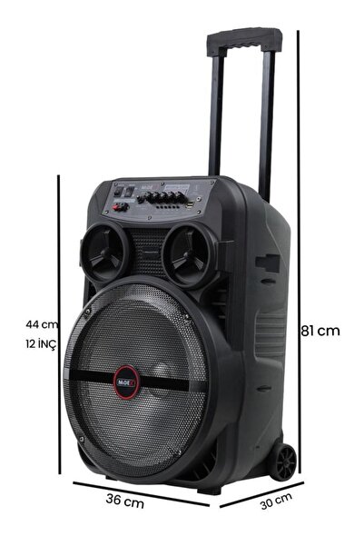 Midex MXR-280 Taşınabilir Mikrofonlu Işıklı Akülü Ses Sistemi Hoparlör (12 İnç 280 Watt)