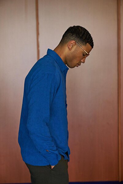 NGR Noris Kadife Gömlek Sax Mavi