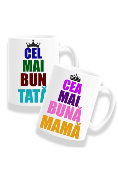 OEM Set 2 căni personalizate cu mesajul „Cel mai bun tată, cea mai bună mamă”...