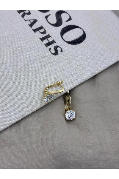 Hedef Bijuteri Xuping Gold Renk Kıvrımlı Model Tek Taşlı Küpe