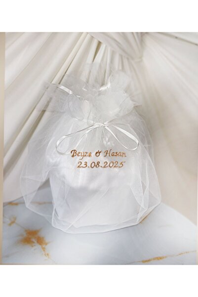 Gold Moda Wedding İsim Tarih Yazılı Gelin Takı Çantası Kesesi