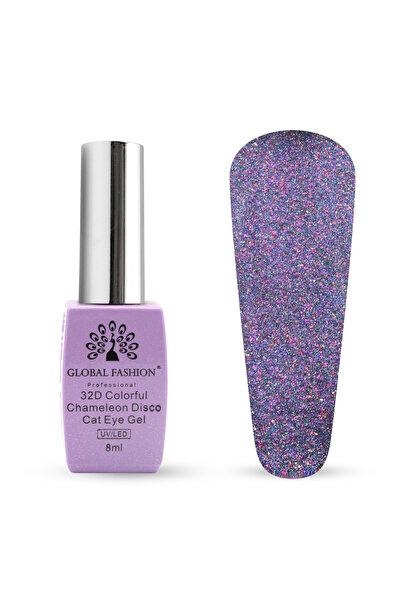global fashion طلاء جل عيون القطة 32D Chameleon 8 مل - بريق بنفسجي مجرة مغناط...