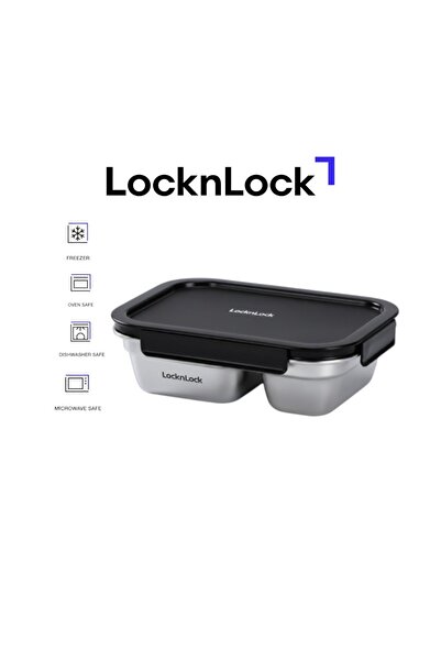 locknlock Stainless Steel Food Container w/ Divider 1L – Four-Side Locking Lid, Oven & Freezer Safe