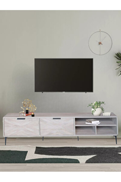 DEC22 180cm TV tables with a distinctive geometric design