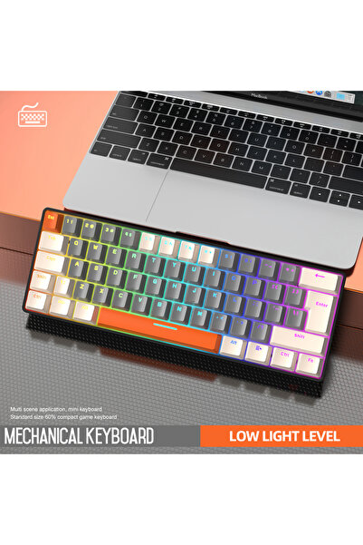 FreeWolf T60 Mini Rgb Oyun Klavyesi Gaming Mekanik 62 Tuşlu 18 Rgb Led Usb Tip-c Kablosu