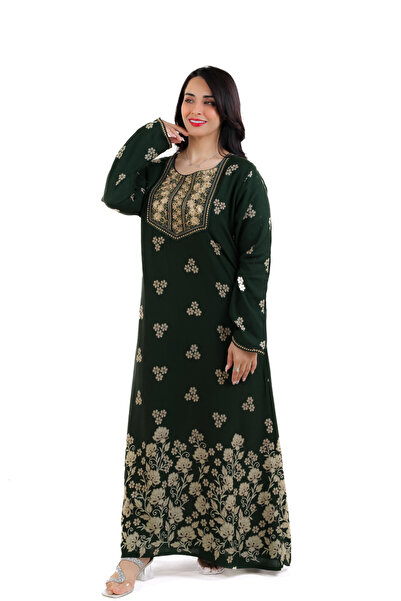 amaan Women Traditional Kashmiri Jalabiya Dress with Floral Embroidered Tabla, I Arabic dress