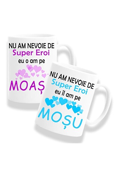 OEM Set 2 căni personalizate pentru nași cu mesajul: Nu am nevoie de superero...