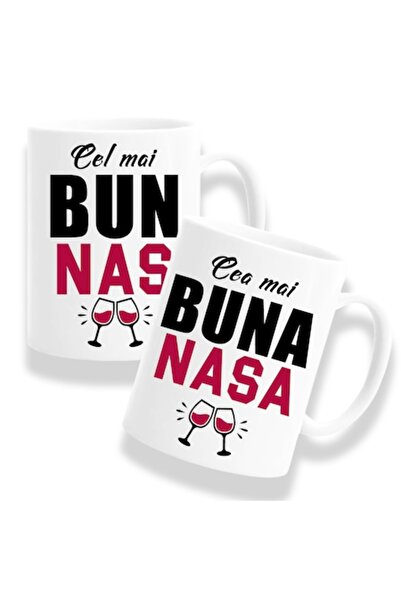 OEM Set 2 căni personalizate pentru nași cu mesajul „Cea mai bună nașă, cel m...