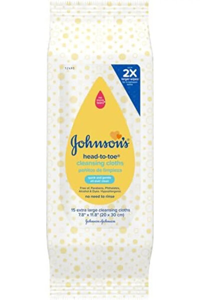 Johnson´s Baby Head-to-Toe Gentle Baby Cleansing Cloths, Hypoallergenic and Pre-Moistened Baby Bath Wipes