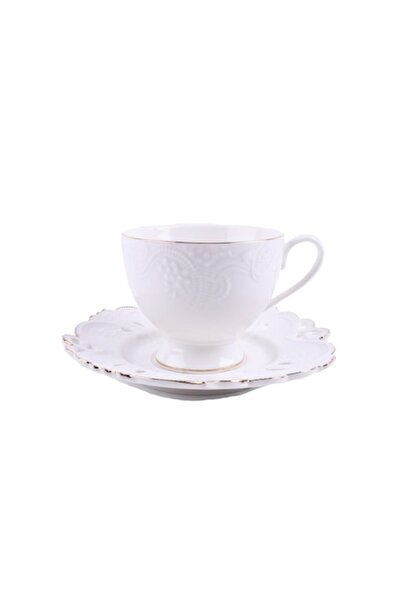 Eom Set de cesti pentru cafea sau ceai, 6 cesti de 220 ml cu 6 farfurioare