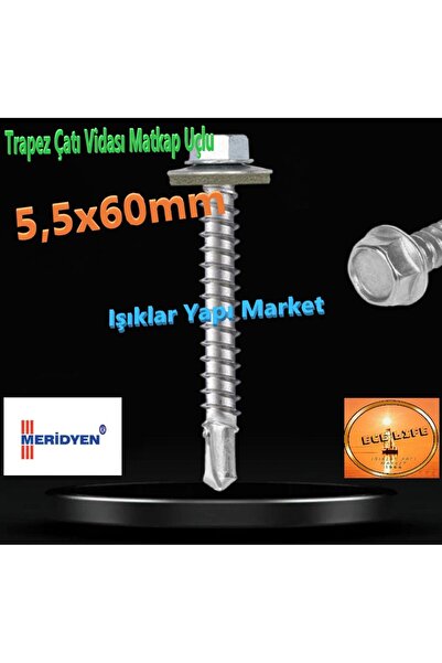 ece life 5,5x60mm -Trapez Çatı vidası -Matkap Uçlu -Panel Vidası-Akıllı Vida ...