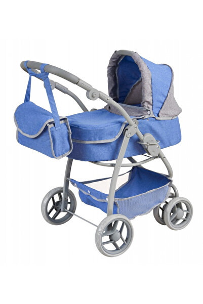 Evelise Καρότσι κούκλας 2 σε 1, μπλε/γκρι