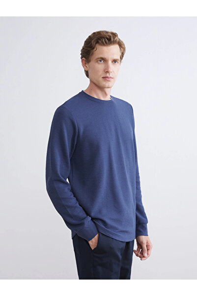 LC Waikiki Ανδρικό φούτερ με μακρυμάνικο λαιμόκοψη LCWAIKIKI Classic Navy Blue