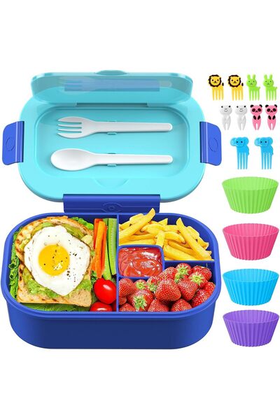 Arabest علبة غداء بينتو للأطفال، حاوية مانعة للتسرب بأربعة أقسام مع أدوات مائ...