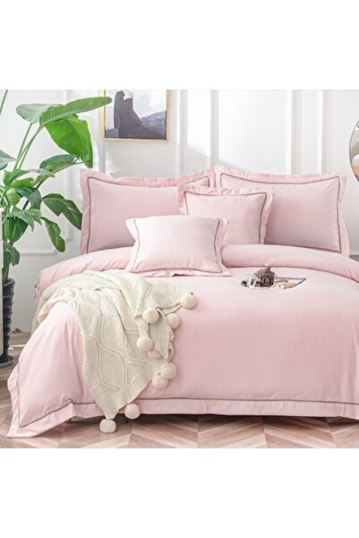 Casa de Vis Set de lenjerie de pat dublă, bumbac satinat, 180 x 200 cm, 6 pie...